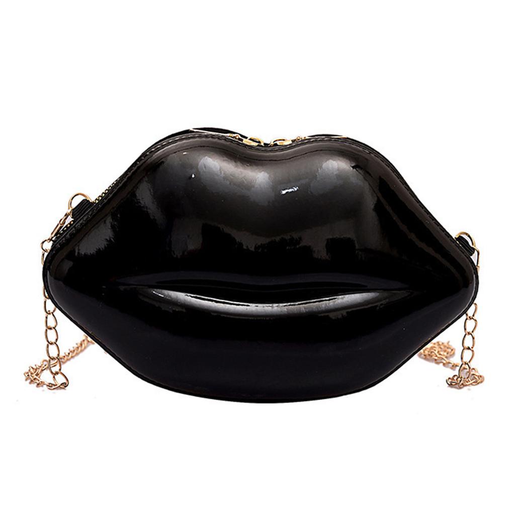 Plastic Candy Color Small Shoulder Bag Aesthetic Cute Lip Shape Crossbody Bag Evening Purse Coin Bag with Metal Chain
