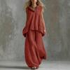 2 Piece Sets for Women Hooded Sleeveless Pullover Top And Long Pants Set Summer Casual Ruffle Lounge Outfits