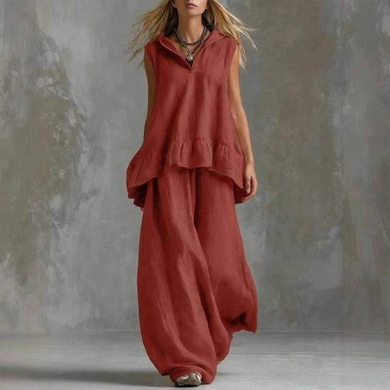 2 Piece Sets for Women Hooded Sleeveless Pullover Top And Long Pants Set Summer Casual Ruffle Lounge Outfits