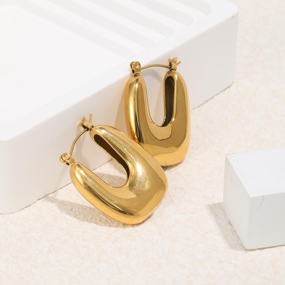 MamacitaSlay 316L Stainless Steel U-Shaped Hoop Earrings 18K Gold Plated Waterproof Jewelry Women's Classic Earrings 2026 Gift