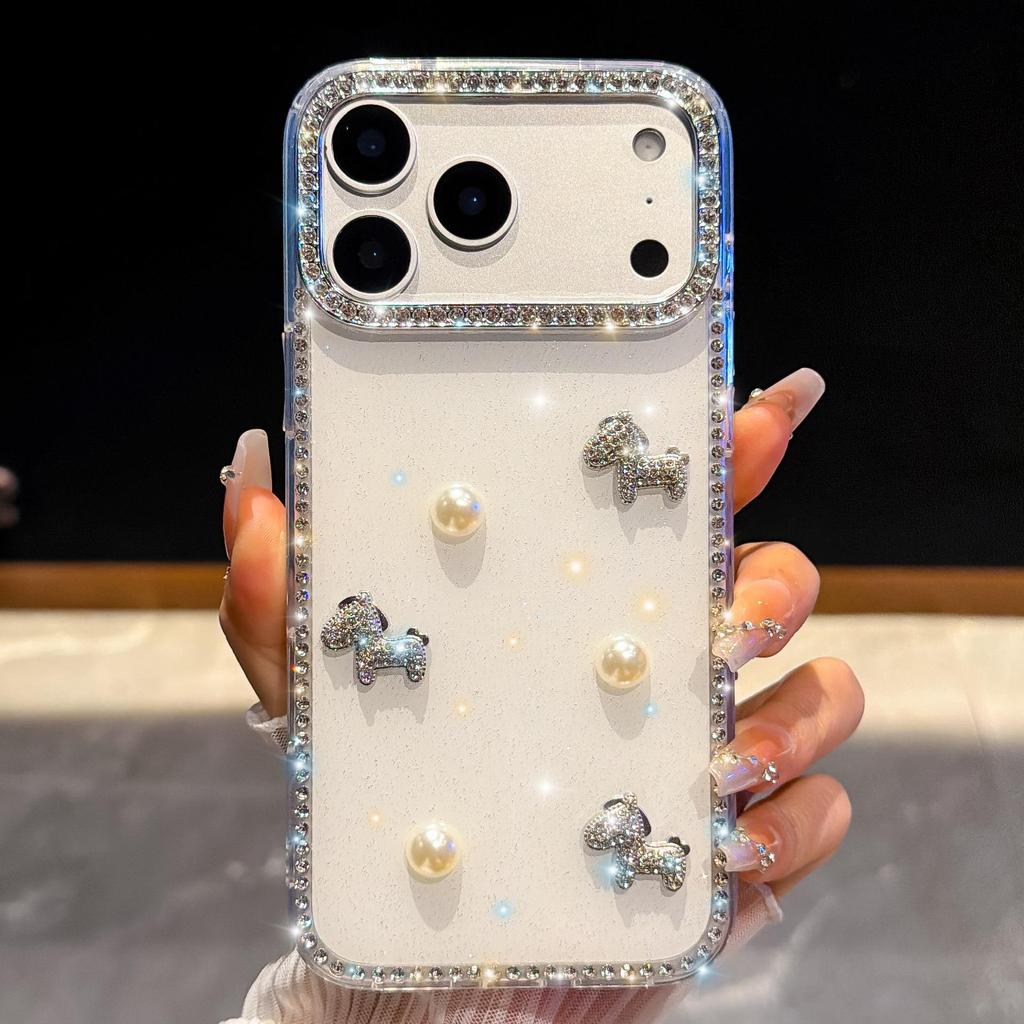 iPhone 17 Pro Max Pearl Pony Rhinestone Protective Case