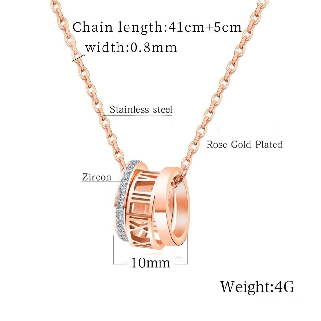 Roman Numeral Always For Women and CZ Diamond Roman Surgical Stainless Silver [Galant] Necklace, Wear, Men, Simple, Hypoallergenic, (Zirconia),