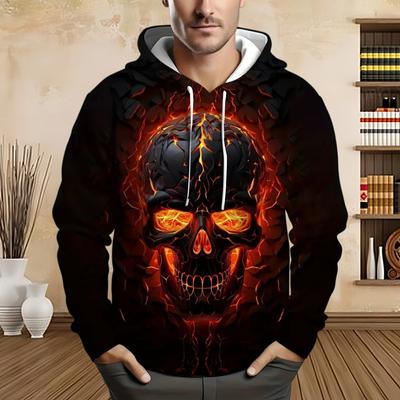 Herren Hoodie Vintage Totenkopf Print Bequemer Pullover Langarm Herren Sweatshirt Tops Herbst Winter Lässig Sport Herrenbekleidung