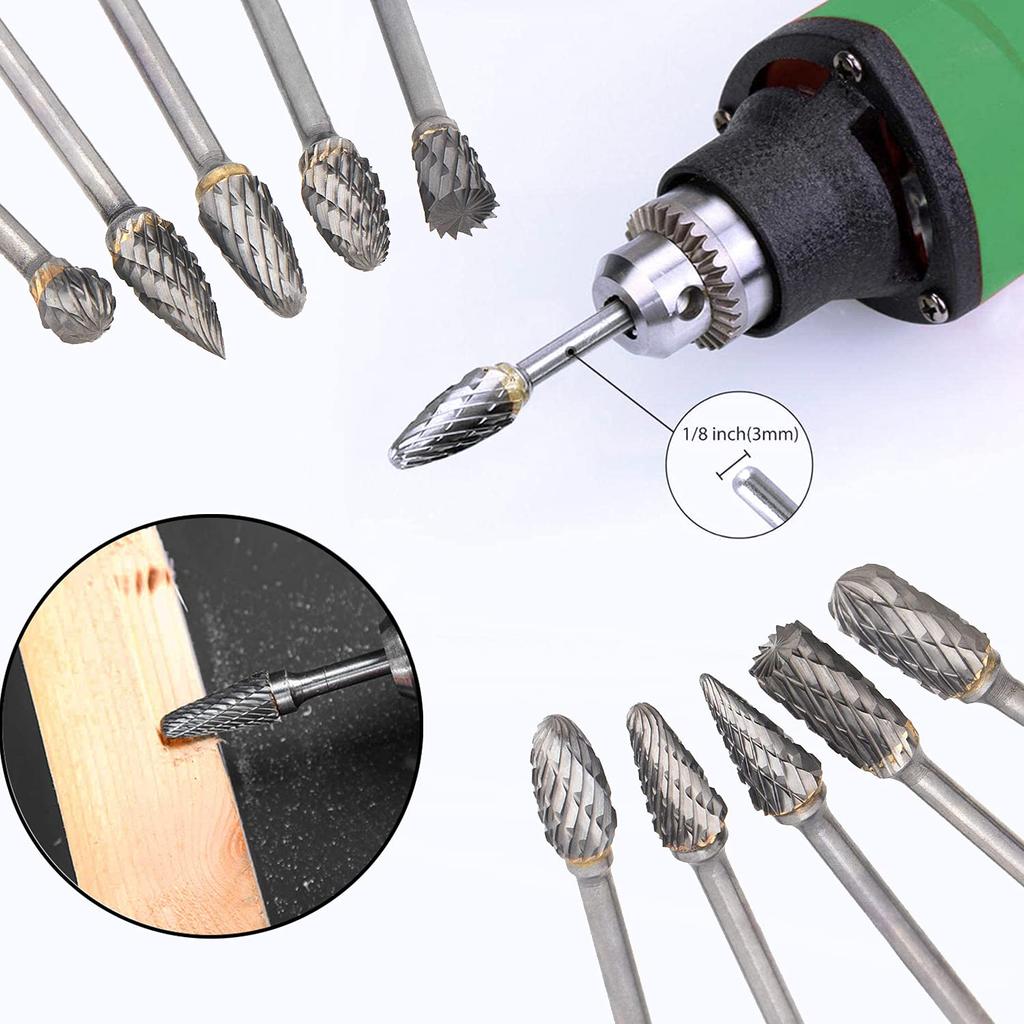 Kimlonton Super Hard Tungsten Steel Router Carbide Drill Set of 20 Blade Comes In a Dedicated Plastic Essential for and Craft Burs, Bits, Bits, (Shank