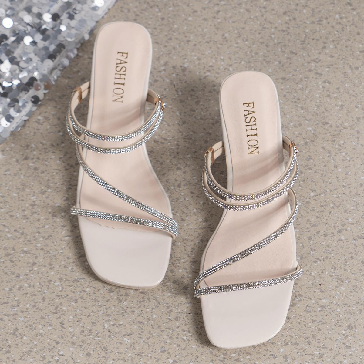 

2024 New Summer Women Lightweight Slippers Fairy Style Sandals Women Antiskid Not Grinding Feet High Heels Slippers Slides Women 35 бежевый