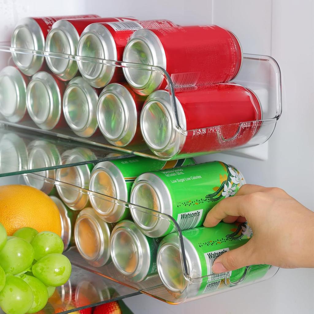 Moretoes 2 Pack Soda Can Organizer for Fridge, Clear Refrigerator Organizer Bins, Soda Can Organizer for Pantry, Kitchen Organizers and Storage