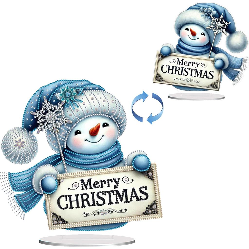 2D Flat Christmas Table Top Diamond Painting Ornament Kits 5D DIY Diamond Art Tabletop Decorations for Home Office Desktop Decor