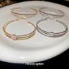 Korean Minimalist Zircon Geometric Open Cuff Bracelet - Light Luxury & Exquisite Design