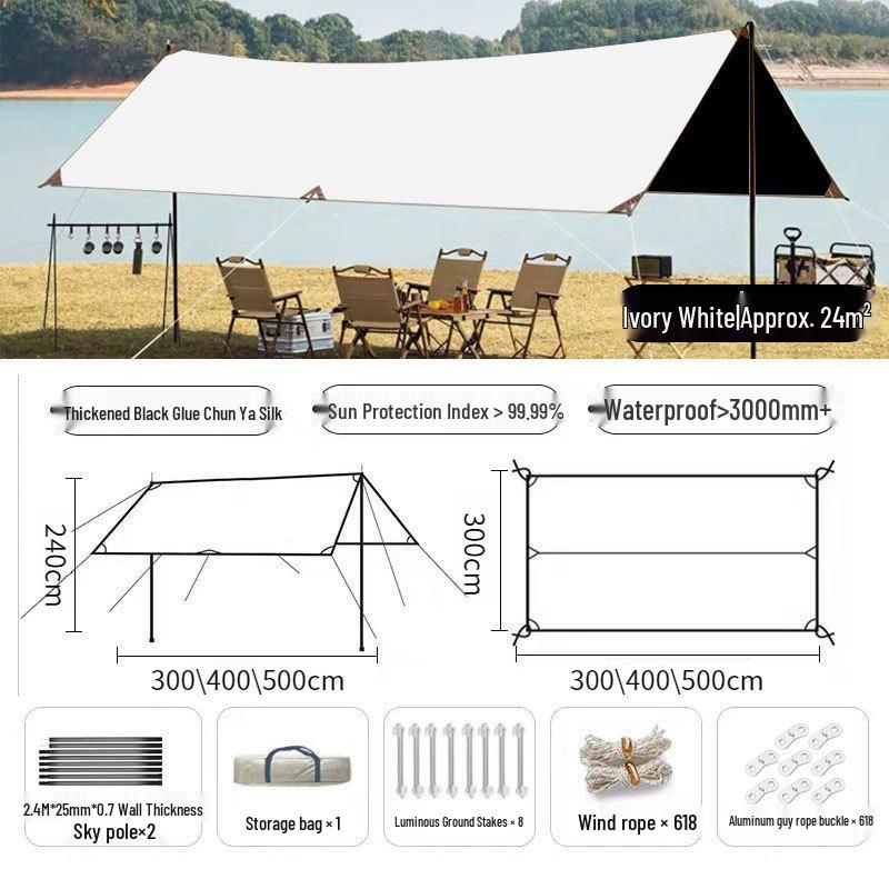 Black Glue 3-4 Person Rainproof Sunproof Camping Tent with Thickened Coating - Portable Outdoor Equipment.