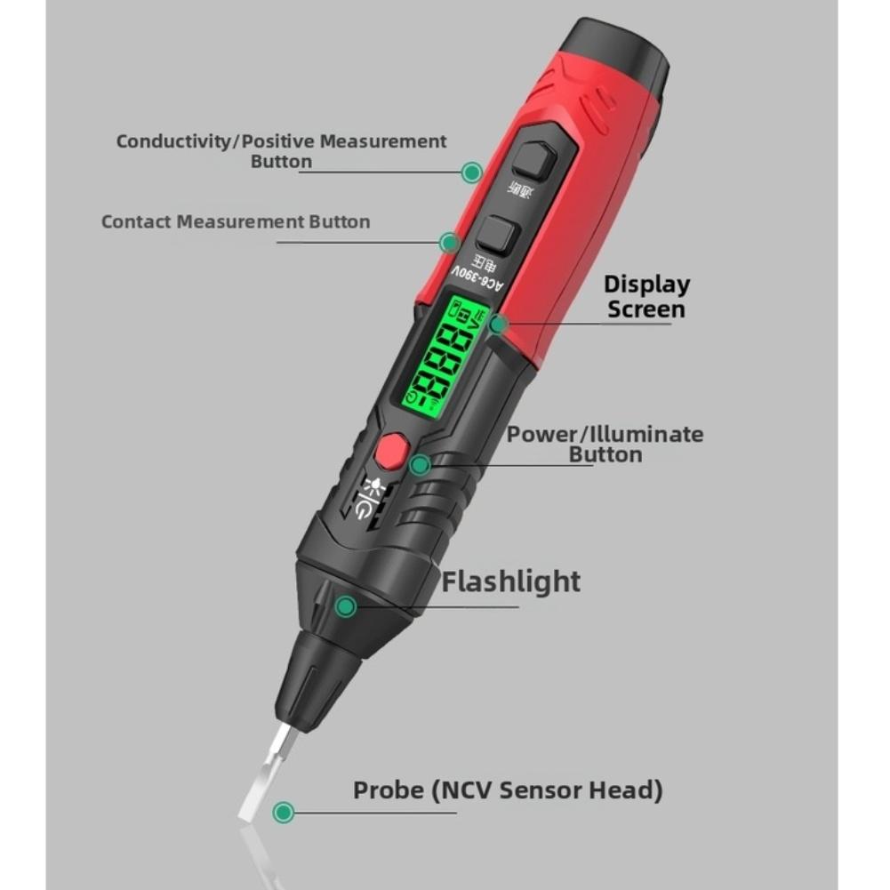 AC Measurement Tool 2.8*2.3*18cm Voltage Tester Pen One-button AC Measurement NCV Detection Data Hold Function