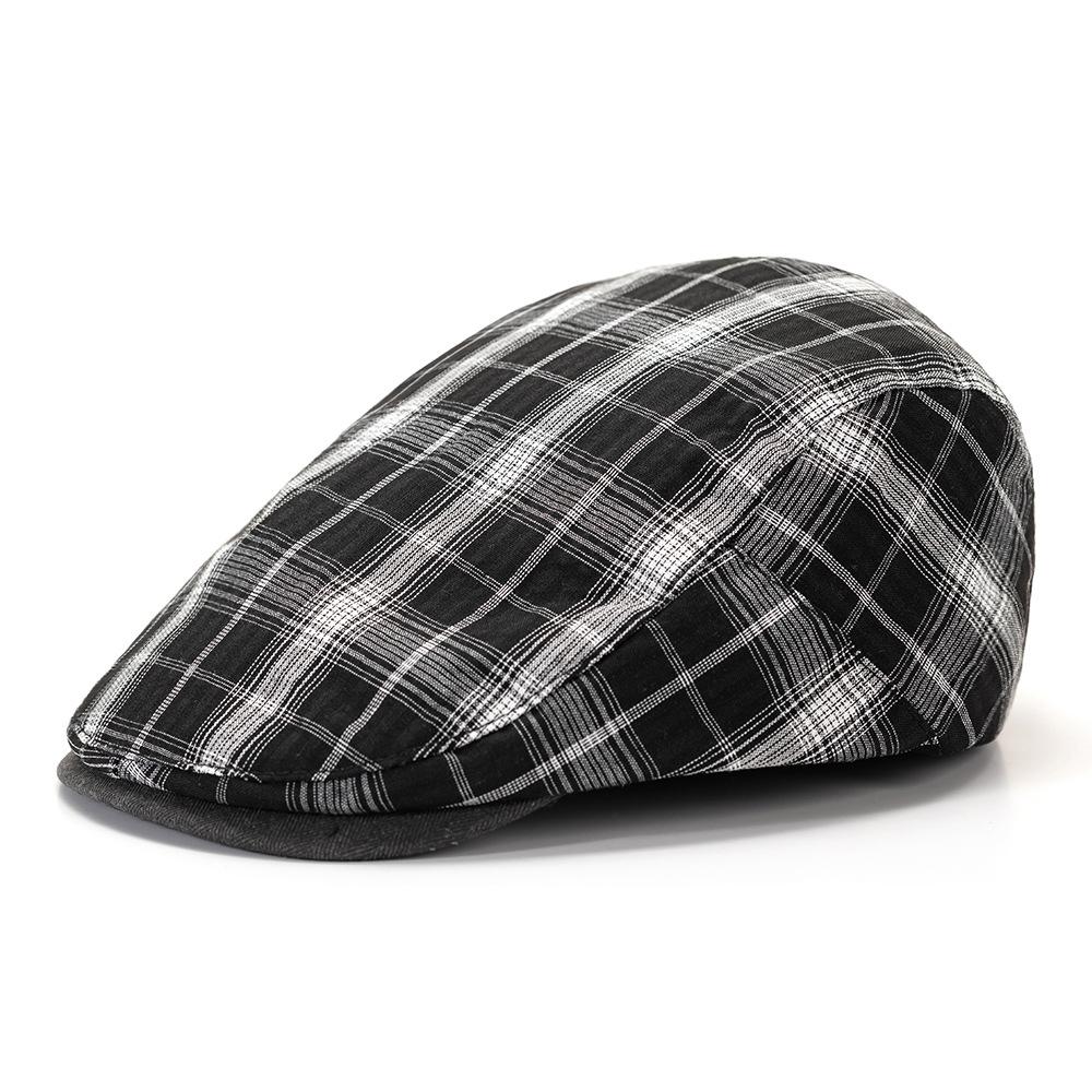 Spring Summer Thin Beret Men's Peaked Cap Women's Plaid British Retro Progressive Cap