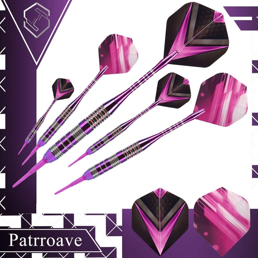 Soft Dart Set, 2BA, Copper Arrows with High Friction, Ideal for Beginners (Purple)