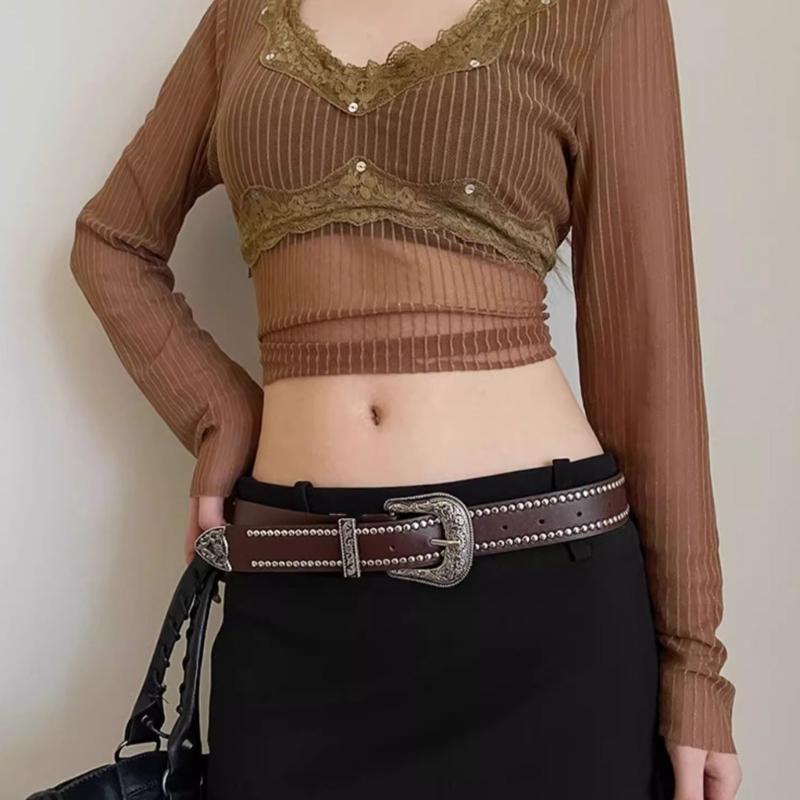 PU Waist Belt with Adjustable Pin Buckle for Fashion Enthusiasts Jeans Skirt