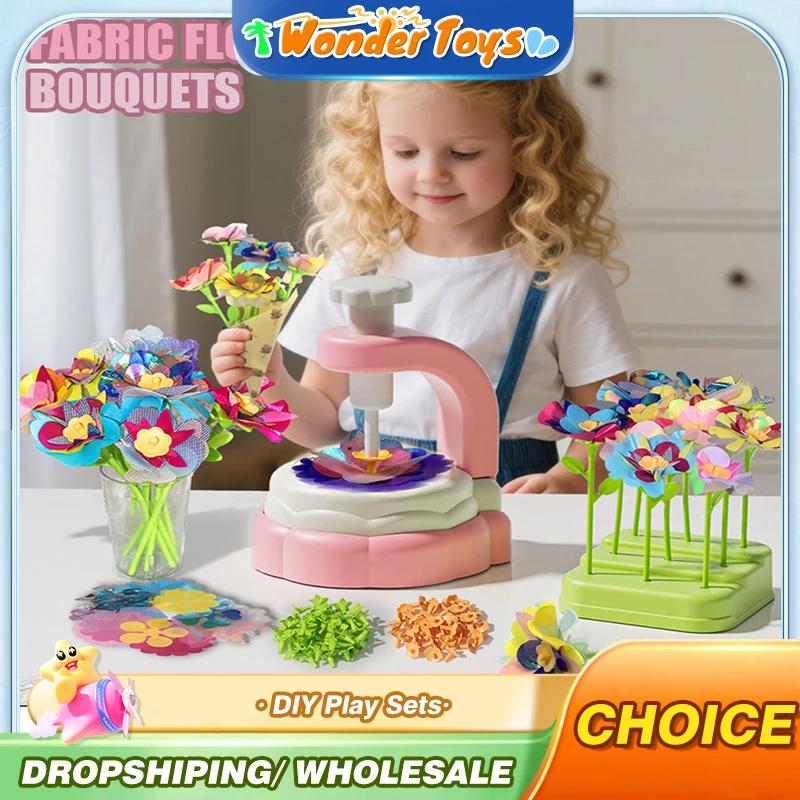 DIY Toys Girls Handmade Fabric Bouquet Flower Crafts Handcrafted Set Embossing Machine Toys Interactive Educational Toys for Kid