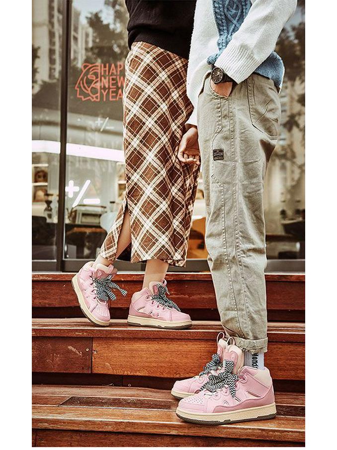 2025 Vinter Trendiga Högtoppade Skate-skor för Herrar och Damer med Leopardmönster: Mångsidig retro hiphop-stil med höjdökning