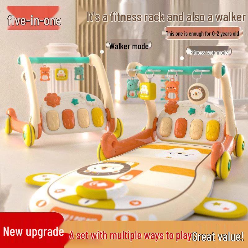 Newborn Pedal Piano Gym Walker: Early Learning Music Stroller Toy