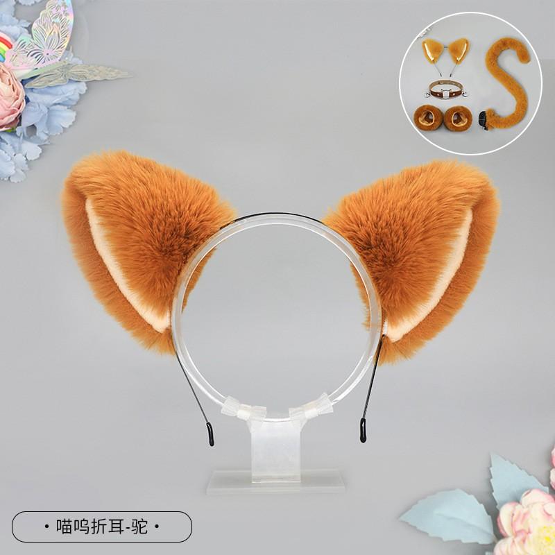 Bandeau Oreilles de Chat Lolita Peluche Fait Main Pince à Cheveux Renard Accessoire Animal Kawaii Femmes Filles