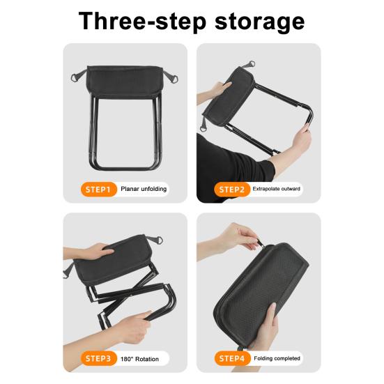 Mini Folding Stool with Carry Bag Portable Lightweight Heavy Duty Waterproof Outdoor Camping Backpacking Beach Picnic Fishing Collapsible Chair Seat
