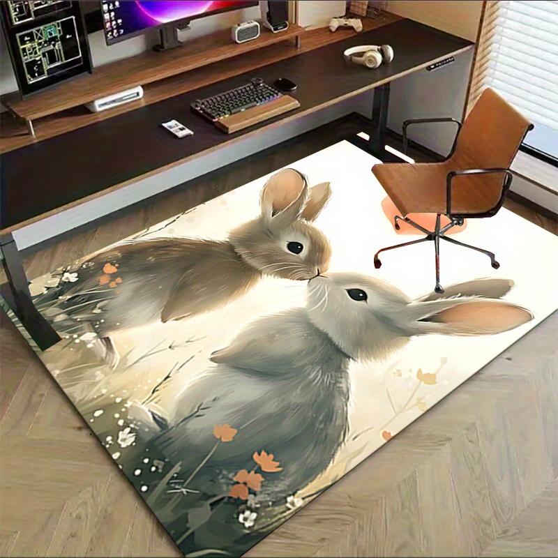 1pc Bunny Love Themed Rug for Home Decor, Non-slip Office Carpet, Chair Mat, Outdoor Mat, Christmas and Halloween Gifts-0731106