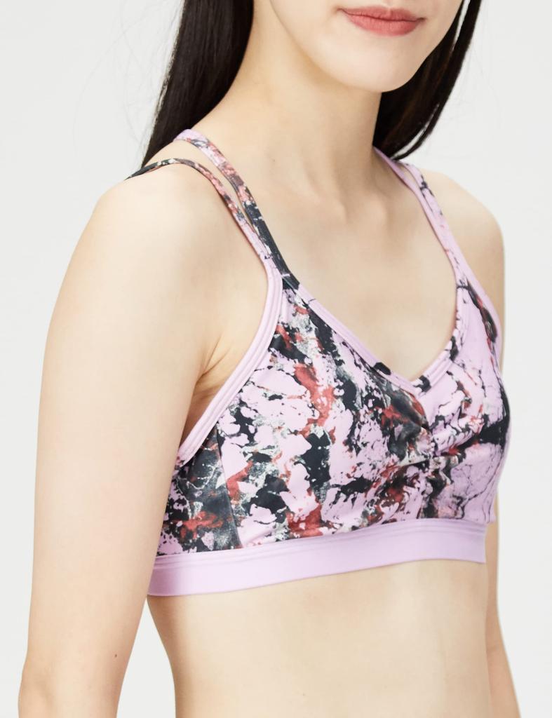 Adidas Yoga Essentials Studio Light Support Sports Bra with Bliss Lilac Sizes Women's All-Over Print, TG117, (HL6115), M-B (AA-B Cup)