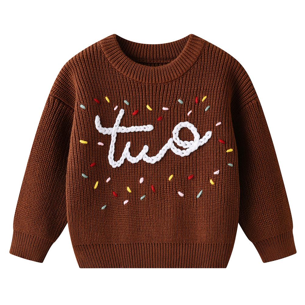 Autumn and Winter Hand-embroidered Colorful Baby and Infant Base Knitted Sweater Children's Sweater