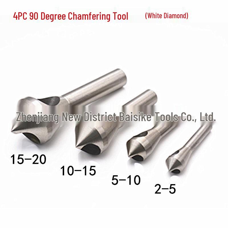 4PC Titanium-Coated High-Speed Steel Countersink Tool with Internal Chip Removal for Aluminum