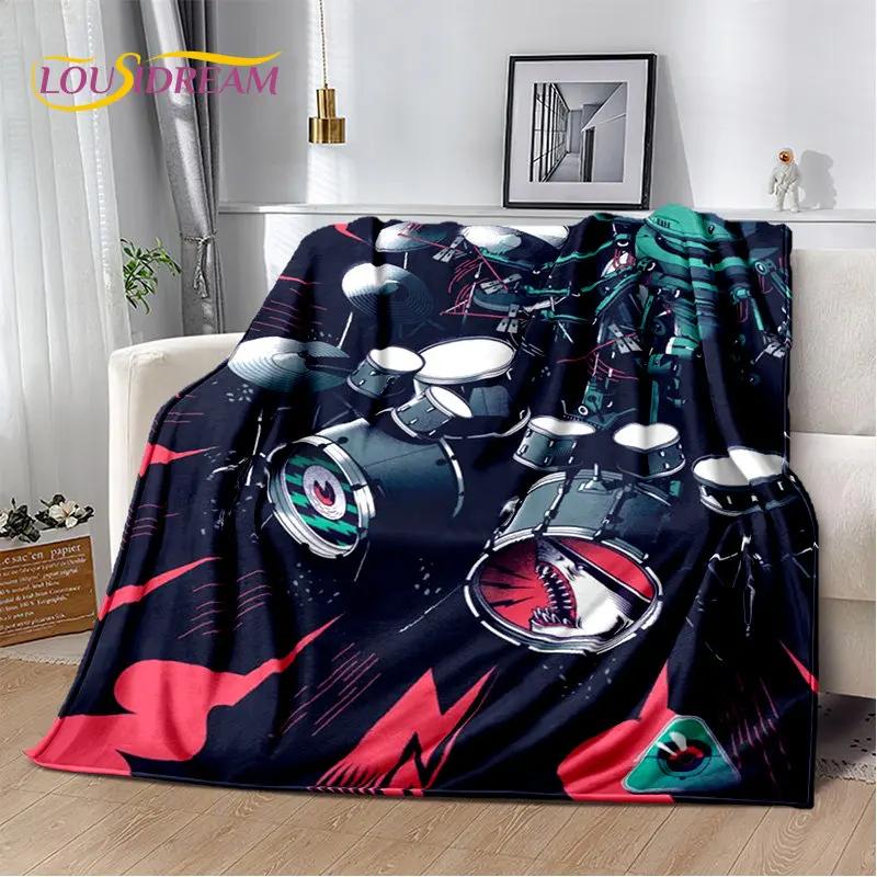 Bateri seti Müzik Aletleri Yumuşak Peluş Battaniye, Flanel Battaniye Atmak Battaniye Oturma Odası Yatak Odası Yatak Kanepe Piknik Örtüsü Çocuklar için