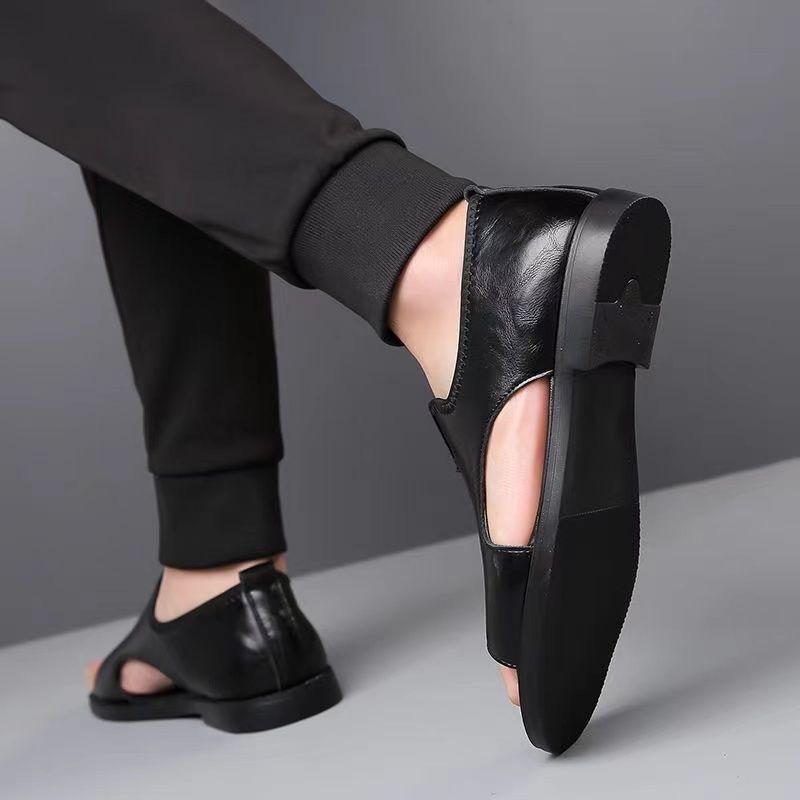 TUINANLE Men's Leather Sandals Breathable Hollow out Outdoor Casual Beach Shoes Summer New Comfort Men walking shoes