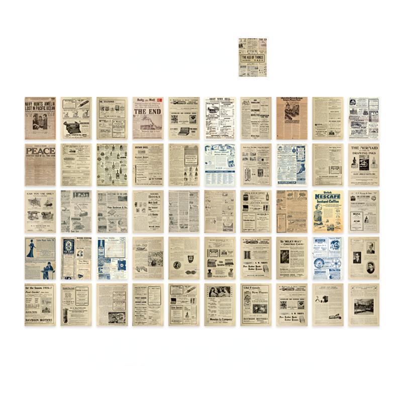 50pcs Vintage Plant Stickers Junk Journal Retro Newspaper Stamp Ticket Stickers Label DIY Diary Album Scrapbooking Material