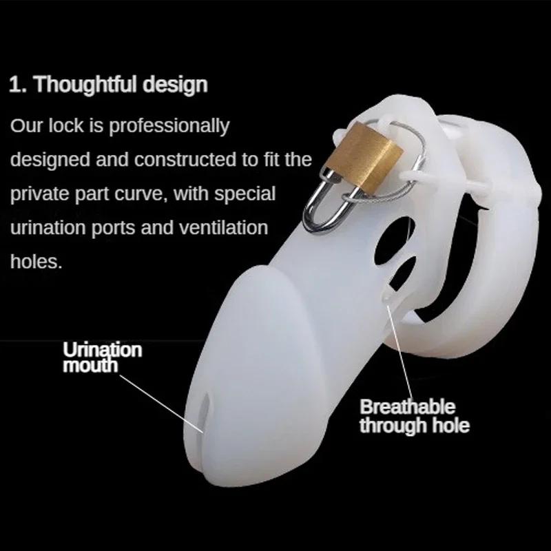 Silicone Chastity Cage Male Cock Lock With 5 Sizes Penis Ring Chastity Belt Sextoys For Men Stretcher BDSM Gay Sex Shop