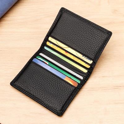 RFID-Kartenhalter aus echtem Leder – antimagnetische Litschi-Maserung, Unisex, Business-Stil, Modell 8148
