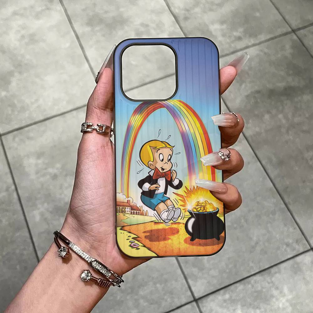 Cartoon Richie Rich For IPhone 15 16 17 14 13 12 11 Pro Max 16E 16 Plus 17 Air Corrugated Shockproof Phone Cover
