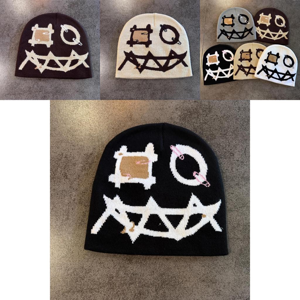 Halloween Demon Face Knit Hat With No Brim For Men And Women Cold Weather