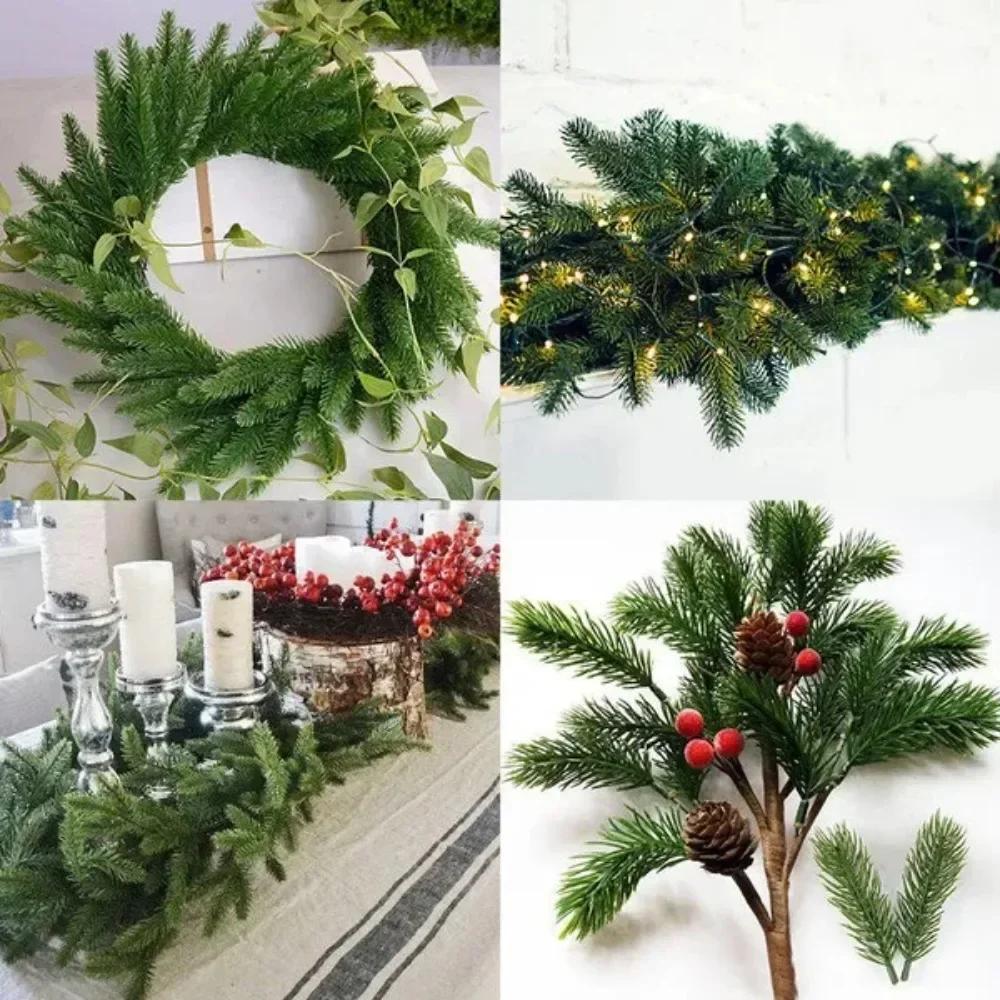 28CM 3 fork double-sided Christmas pine branch imitation tree Christmas tree Christmas wreath gift box decoration accessories