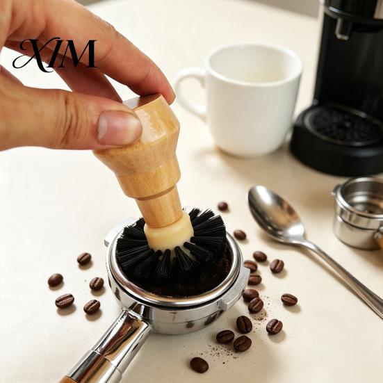 Kitchen Tool for Coffee Lovers Machine Portafilter Basket Cleaning Brush, Soft Bristle with Espresso Brush Wood Handle Corner Barista Essential