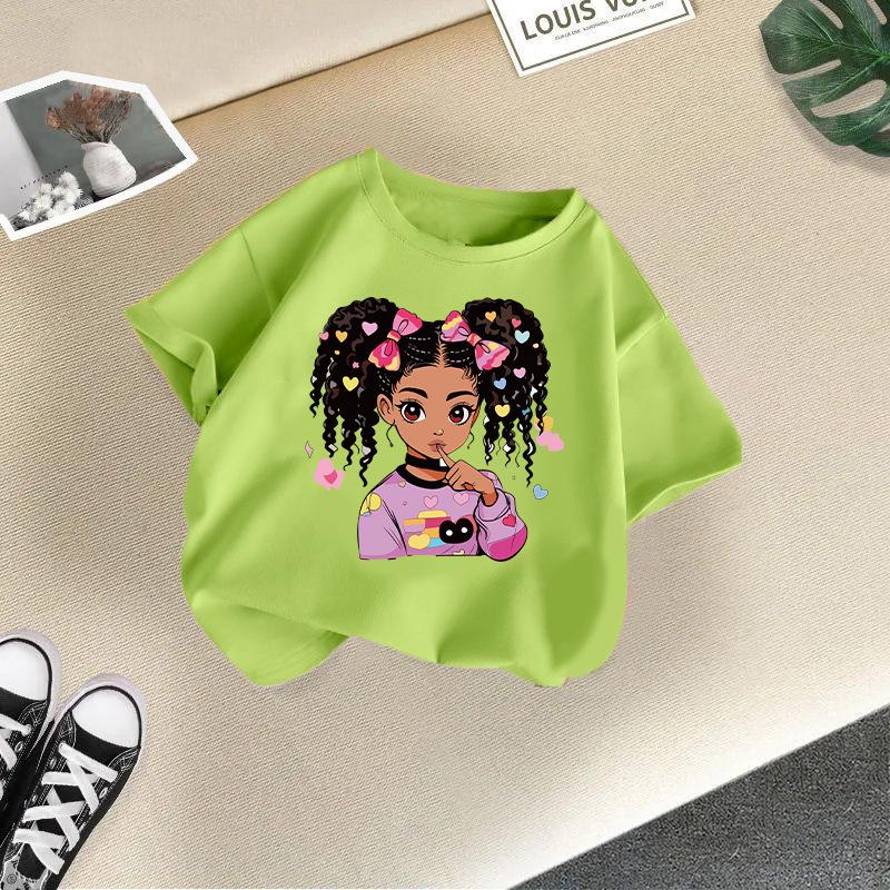 Girls' Cartoon Print Casual Round Neck Short-Sleeve T-Shirt - Summer Collection