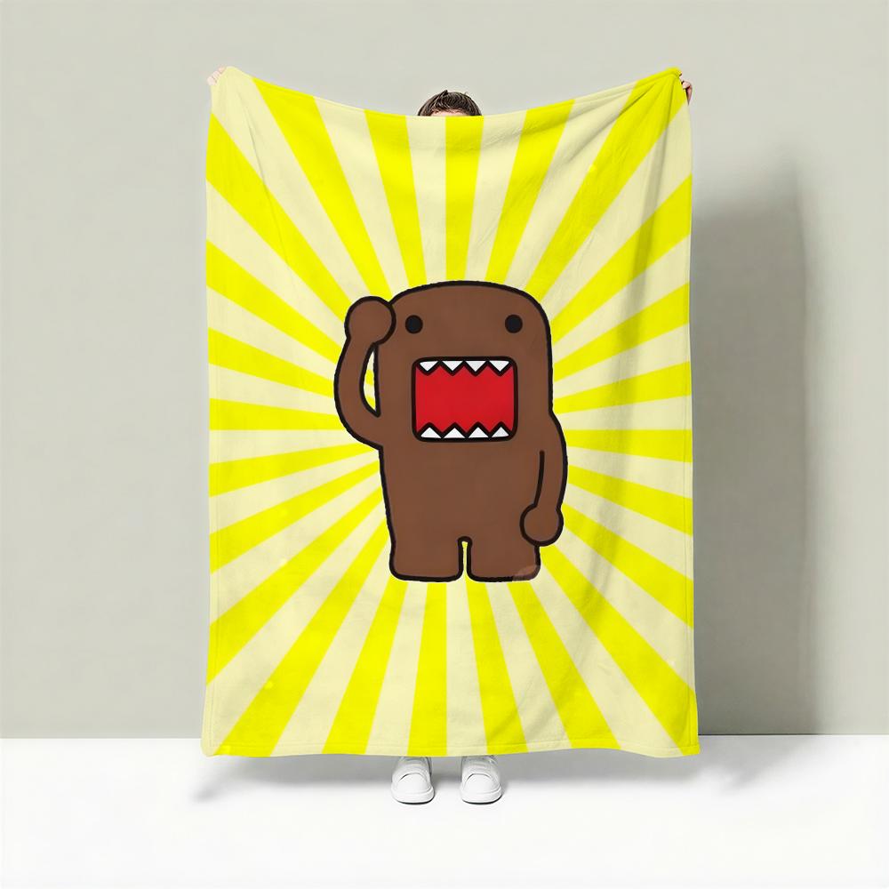 Character D-Domo-kun Throw Lightweight 240g Flannel Blanket Soft Skin-friendly for Summer Cooling