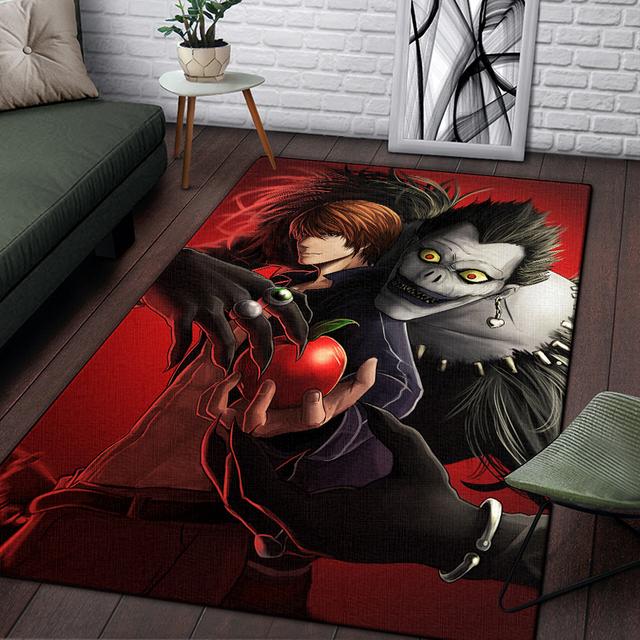 Alfombra de Anime Death Note para sala de estar, decoraciones de lujo para el hogar, dormitorio, mesita de noche, sala de juegos, alfombras grandes, alfombra antideslizante