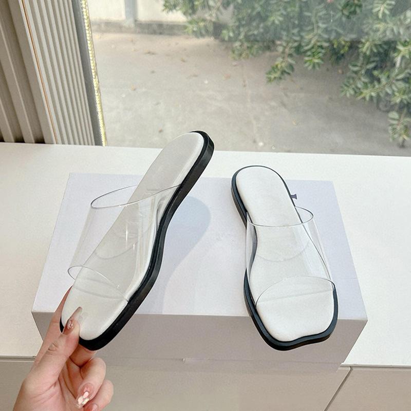 Fashion women transparent slippers flat heel strange open toe flip flops ladies clear beach slides shoes woman sandalias pantuflas mujer