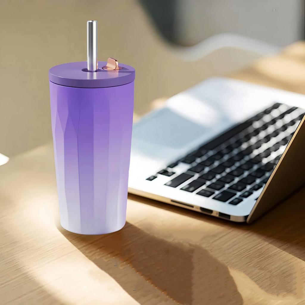 Stanley Tumbler mit Strohhalm und Vakuum, Weit, Hält Getränke Heiß oder für und Geeignet für Mädchen und Jungen und Weißer Deckel, Isoliert, 600ml, Mund, Kalt,