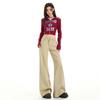 Damen Khaki Micro-Flared Jeans: Locker, Figurbetont, Gerades Bein, High Street Style für den Herbst