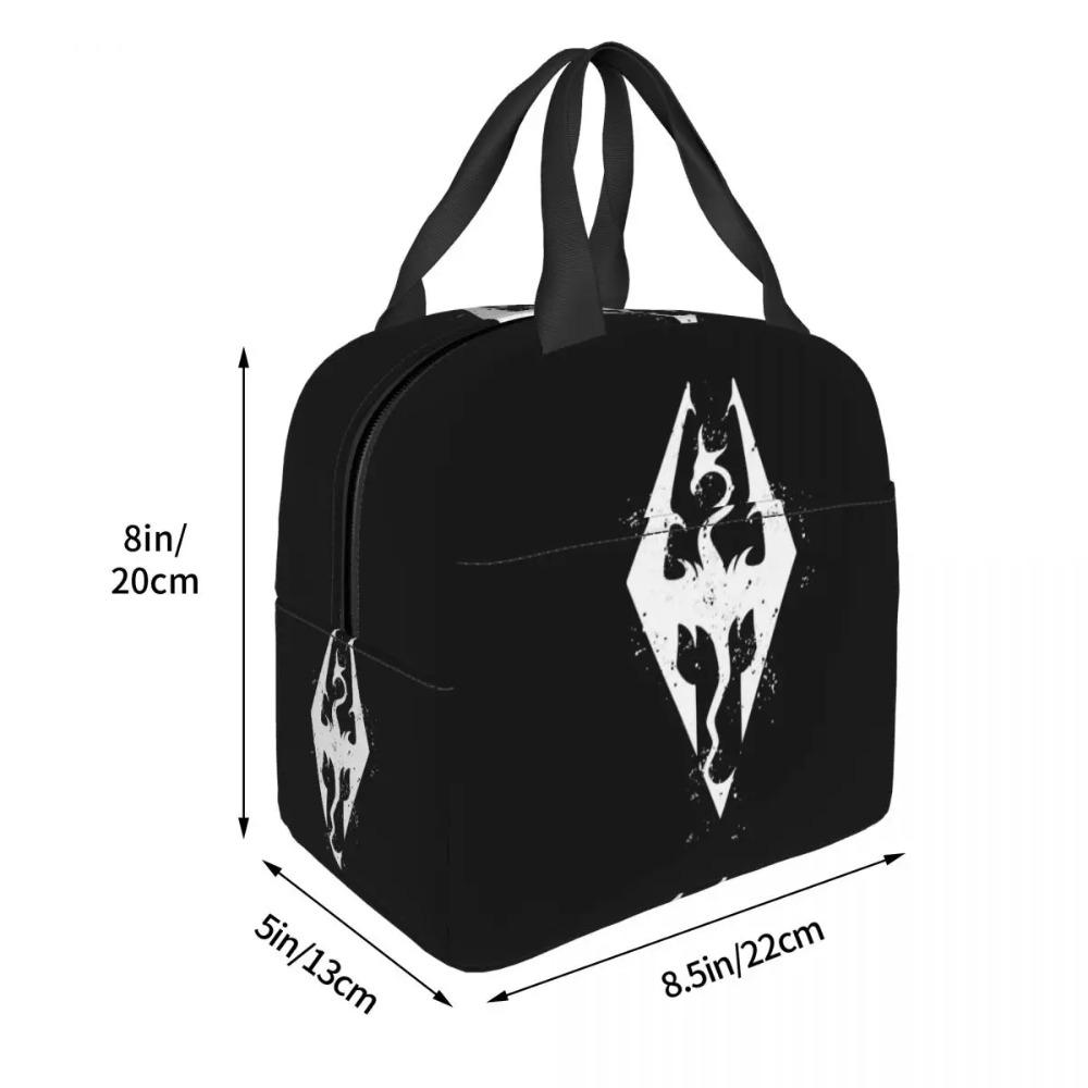 Logo Of Skyrim Perfect Gift Active Insulated Lunch Bag for Women Office Cooler Thermal Food Box Tote Leakproof Lunch Boxes
