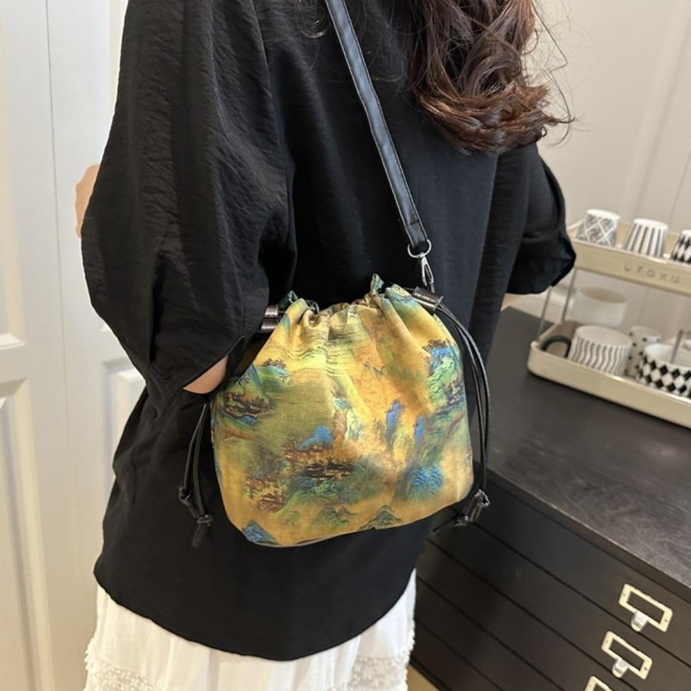Sanitary Napkin Bag Ethnic Style Crossbody Bag Cloth Hanfu Drawstrings Bag Flower Handbags  Party