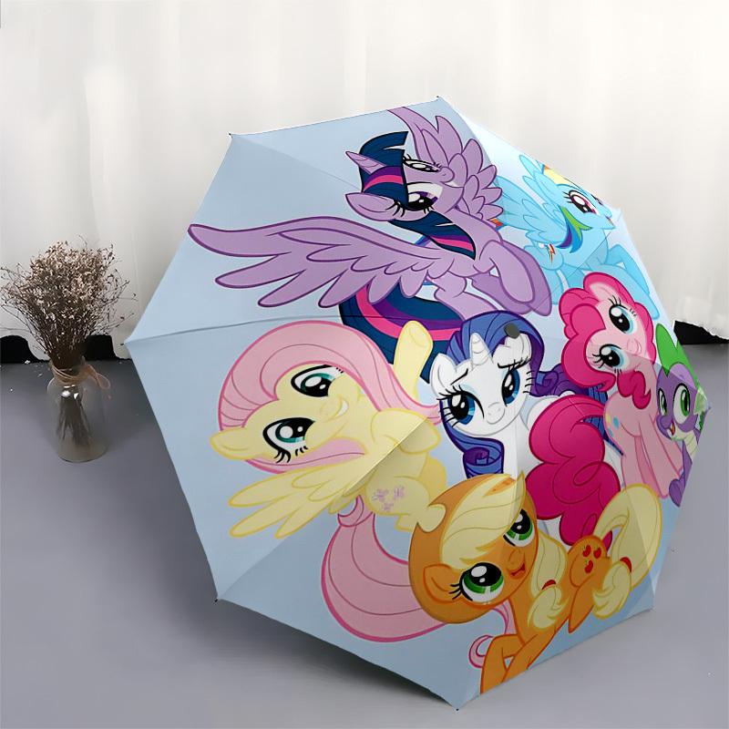 1pc My Little Pony Automatic Folding Umbrella Portable Tri-Fold Design with 8-Bone Iron Frame, Outdoor for Fans, Travelers, Daily Use, Gift for All Oc