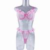Women's Lingerie Pure Desire Suit Lace Pink Lace Three-point Sexy Temptation Thong