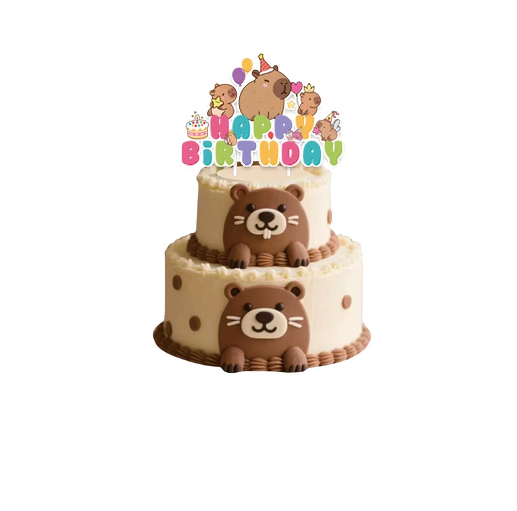 Capibara Festa di Compleanno Decorazioni Stoviglie Palloncini Portachiavi Adesivi Braccialetto Carino Kapibala Regali Gadget Festa Bambini