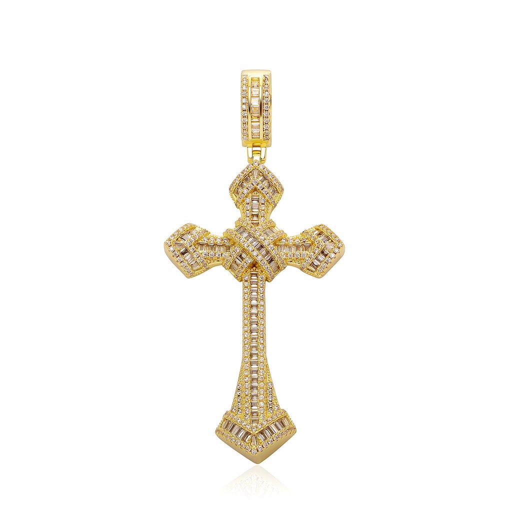 Hip Hop T Square Zircon Cross Pendant Hipster Men's and Women's Fashion Personality Necklace Accessories