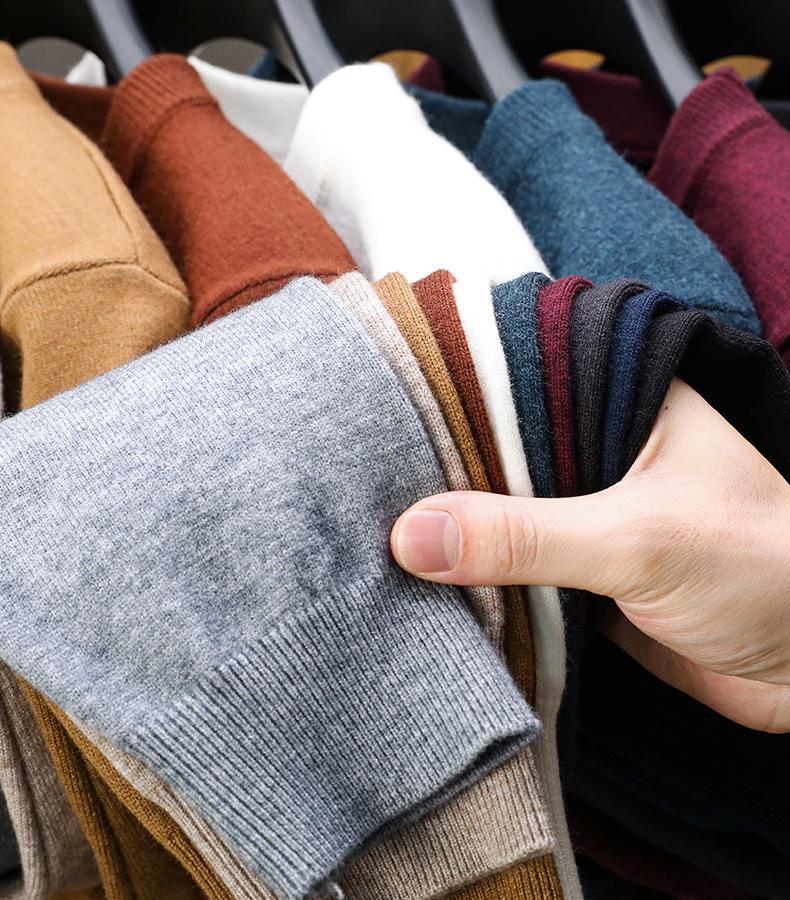Men's Casual Loose Knit Sweater - 2024 Autumn/Winter Warm Solid Color Round Neck Pullover