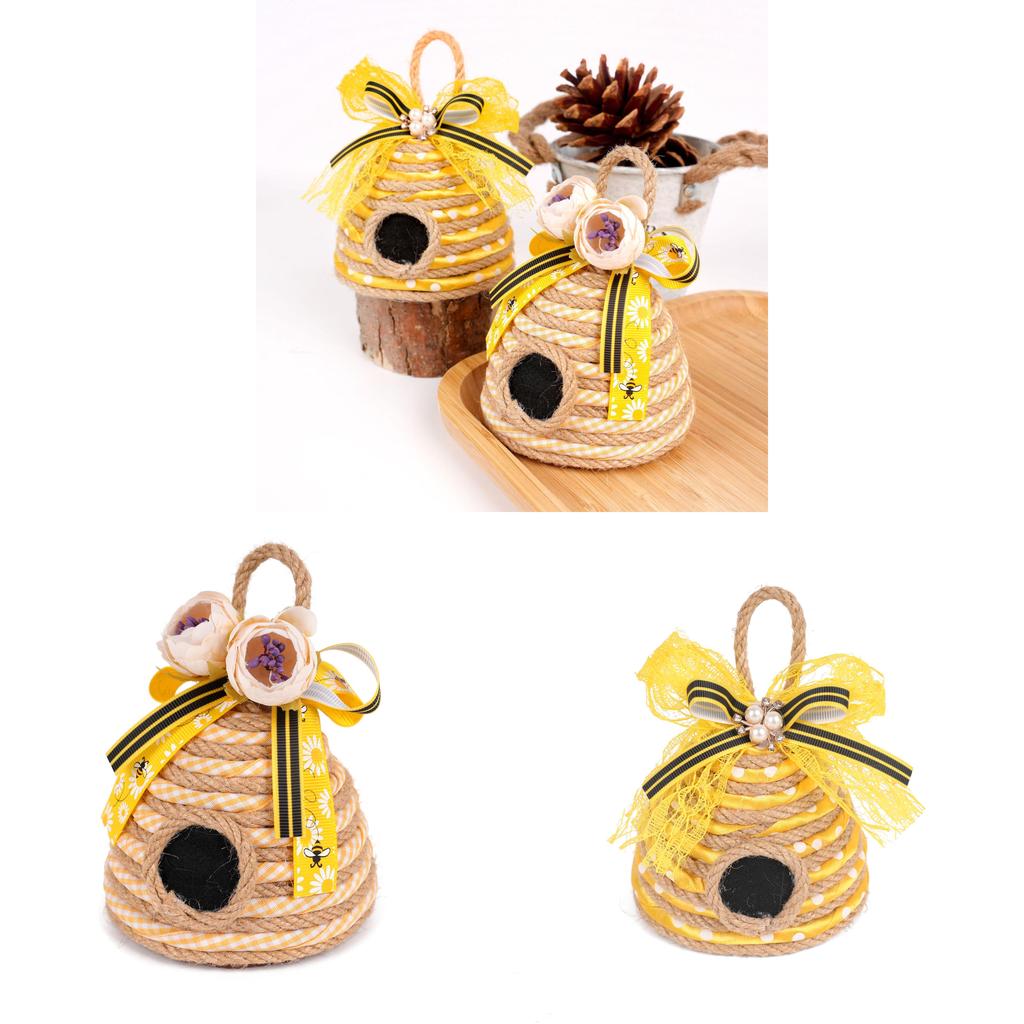 Bee Skep Honeycomb Festive Decor In Jute Material For Celebrations And Parties
