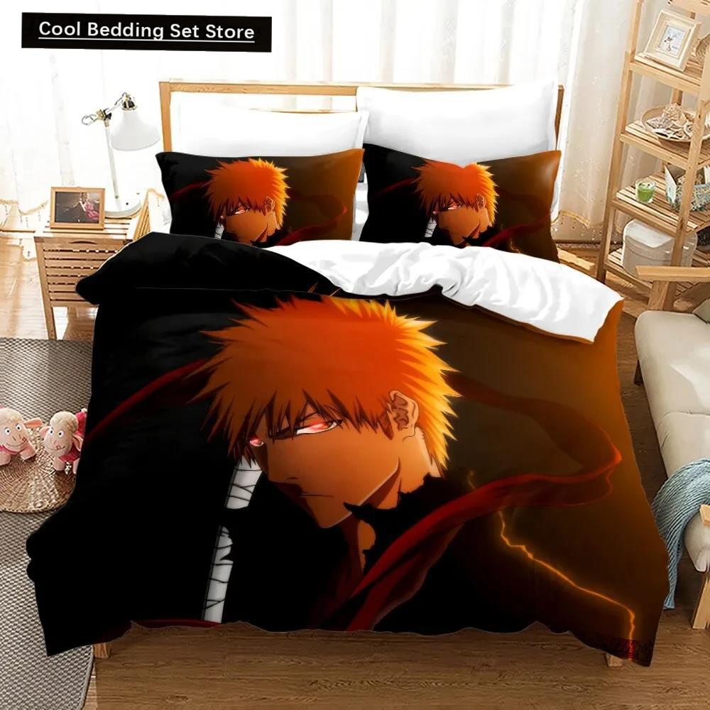 3D Anime Bleach Kurosaki Ichigo Duvet Cover Pillowcase Bedding Set Double Twin Full Queen King Adult Kids Bedclothes Quilt Cover